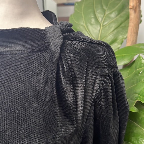 Chenault Black Velvet Crew Puffed Sleeve, size L, NWOT - Picture 2 of 6